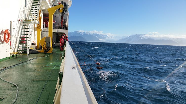 Shipboard view of ocean and ice