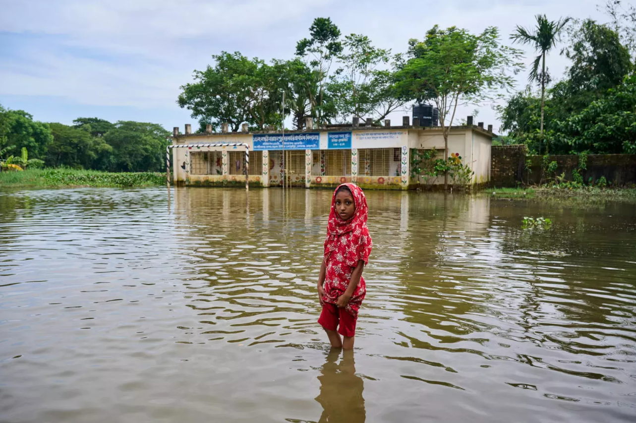 small girl in river